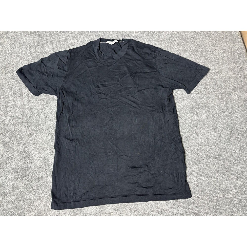 Jack Victor Shirt Mens XL Black Short Sleeve Crew Neck Cotton Silk Tee Italy